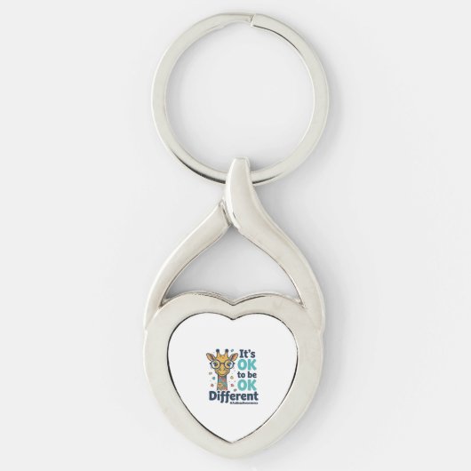 Giraffe voor Autisme Bewustzijn Het is OK om Versc Sleutelhanger (Voorkant)