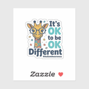 Giraffe voor Autisme Bewustzijn Het is OK om Versc Sticker
