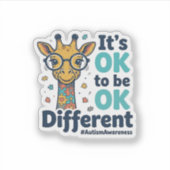 Giraffe voor Autisme Bewustzijn Het is OK om Versc Sticker (Voorkant)
