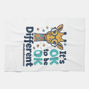 Giraffe voor Autisme Bewustzijn Het is OK om Versc Theedoek