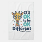 Giraffe voor Autisme Bewustzijn Het is OK om Versc Theedoek (Verticaal)