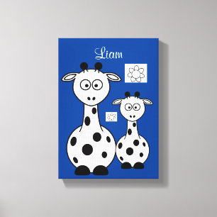 Giraffe voor de uitgebreide Canvas afdrukken blauw