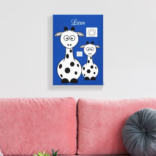 Giraffe voor de uitgebreide Canvas afdrukken blauw (Insitu (Woonkamer))