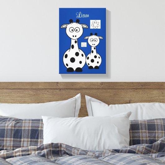 Giraffe voor de uitgebreide Canvas afdrukken blauw (Insitu (Slaapkamer))