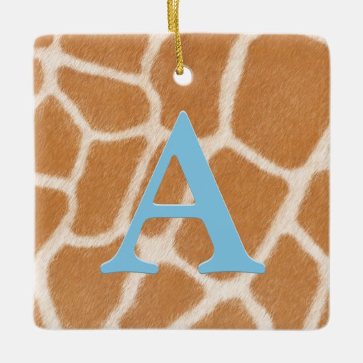 Giraffe voor gepersonaliseerd monogram en berichte keramisch ornament (Voorkant)