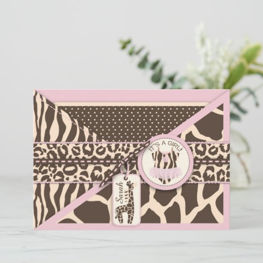 Giraffe voor het afdrukken van dieren en Tutu Jump Kaart (Staand voorkant)