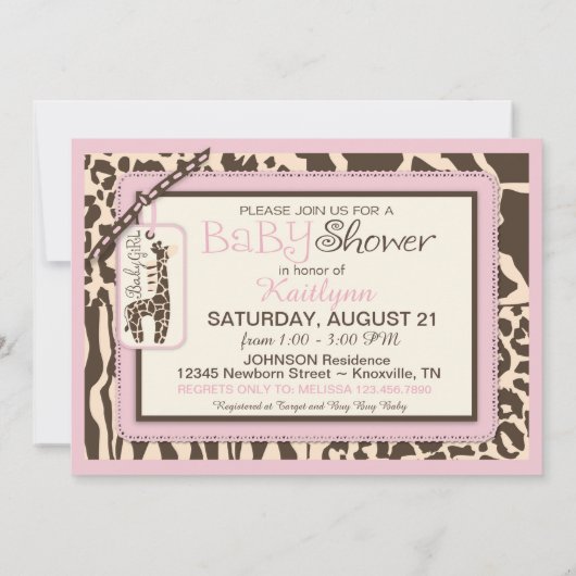 Giraffe voor het afdrukken van dieren en Tutu Jump Kaart (Achterkant)