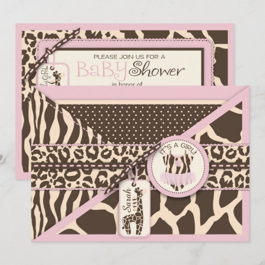 Giraffe voor het afdrukken van dieren en Tutu Jump Kaart (Voorkant / Achterkant)