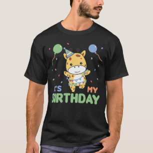 Giraffe voor kinderen Het is mijn verjaardag T-shirt