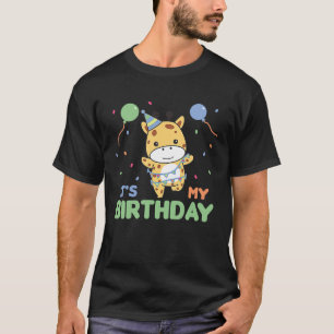Giraffe voor kinderen Het is mijn verjaardag T-shirt