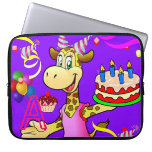 Giraffe voor laptophoes Floral Chocolate Paars Laptop Sleeve