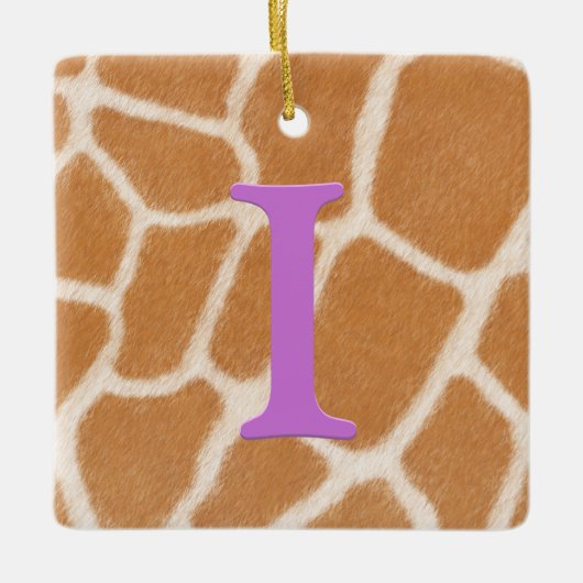 Giraffe voor persoonlijk monogram en berichtenpool keramisch ornament (Voorkant)