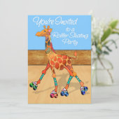 Giraffe voor rolschaatsen bij de Rink Party Kaart (Staand voorkant)