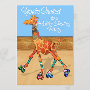 Giraffe voor rolschaatsen bij de Rink Party Kaart