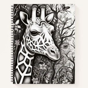 Giraffe Vreedzame Natuur Prairie Schets Tekenkunst Notitieboek