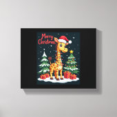 Giraffe vrolijk kerstboom licht santa giraffe canvas afdruk (Voorkant)