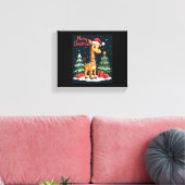 Giraffe vrolijk kerstboom verlichting Kerstman Gir Canvas Afdruk (Insitu (Woonkamer))