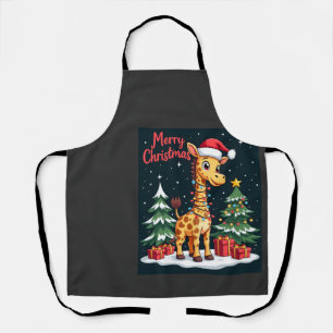 Giraffe vrolijk kerstboom verlichting Kerstman Gir Schort