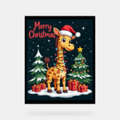 Giraffe Vrolijk Kerstboom Verlichting Santa Giraff Acryl Bord (Voorkant)