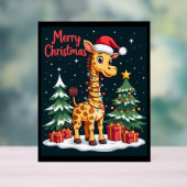 Giraffe Vrolijk Kerstboom Verlichting Santa Giraff Acryl Bord (Neutraal)