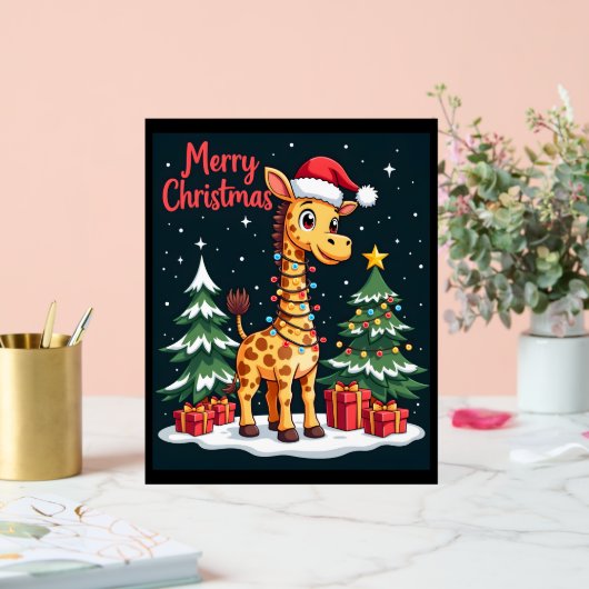 Giraffe Vrolijk Kerstboom Verlichting Santa Giraff Acryl Bord (Huwelijk)