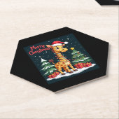 Giraffe Vrolijk Kerstboom Verlichting Santa Giraff Kartonnen Onderzetters (Schuin)