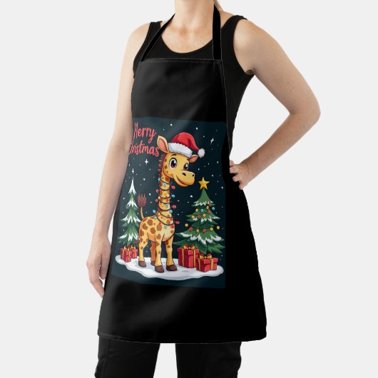 Giraffe Vrolijk Kerstboom Verlichting Santa Giraff Schort (Insitu)