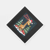 Giraffe Vrolijk Kerstboom Verlichting Santa Giraff Servet (Hoek)