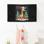 Giraffe Vrolijk Kerstboom Verlichting Santa Giraff Spandoek (Insitu)