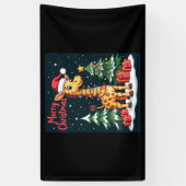Giraffe Vrolijk Kerstboom Verlichting Santa Giraff Spandoek (Verticaal)