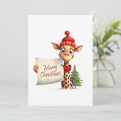 Giraffe Vrolijk kerstvakantie Kaart (Staand voorkant)