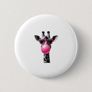 Giraffe Vrouwen Giraffe Gezicht met Zonnebril Wild Ronde Button 5,7 Cm