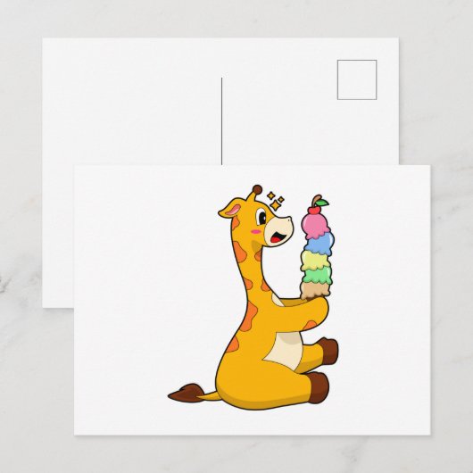 Giraffe Wafel ijs Briefkaart (Voorkant / Achterkant)