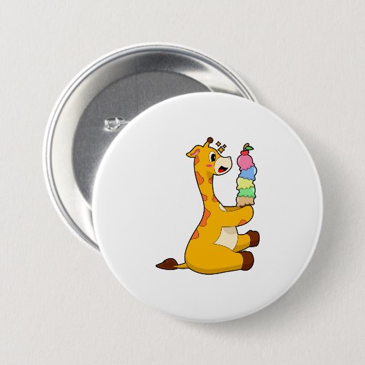 Giraffe Waffle-ijs Ronde Button 7,6 Cm (Voorkant /achterkant)