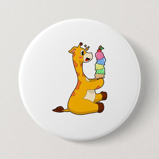 Giraffe Waffle-ijs Ronde Button 7,6 Cm (Voorkant)