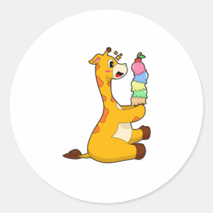 Giraffe Waffle-ijs Ronde Sticker