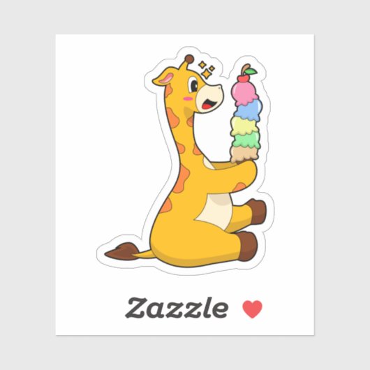 Giraffe Waffle-ijs Sticker (Vel)