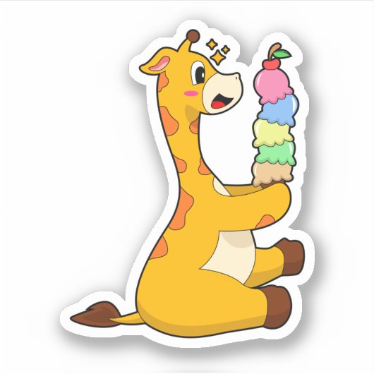 Giraffe Waffle-ijs Sticker (Voorkant)