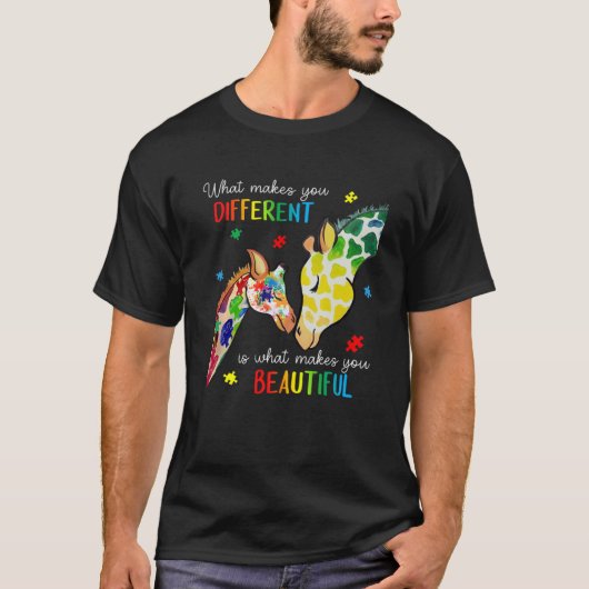 Giraffe Wat maakt je anders autisme bewustzijn T-shirt (Voorkant)