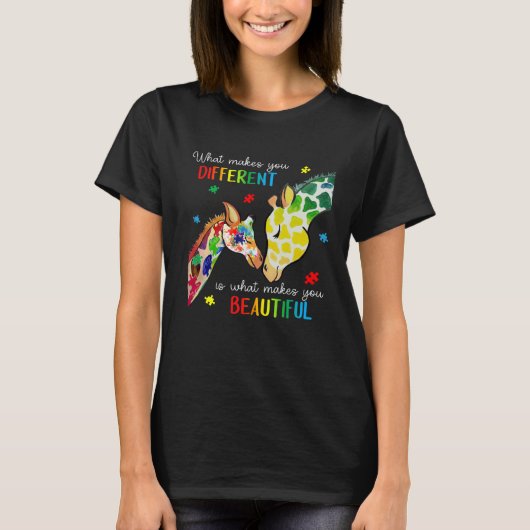 Giraffe Wat Maakt Jou Anders Autisme Bewustzijn T-shirt (Voorkant)