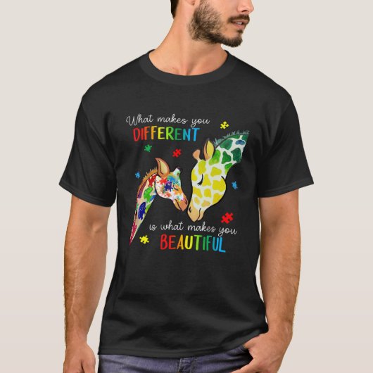 Giraffe Wat Maakt Jou Anders Autisme Bewustzijn T-shirt (Voorkant)