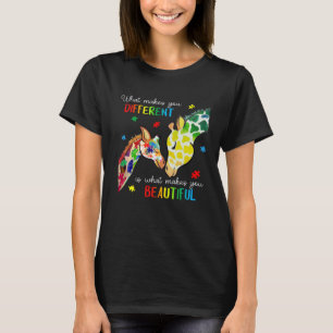 Giraffe Wat Maakt Jou Anders Autisme Bewustzijn T-shirt