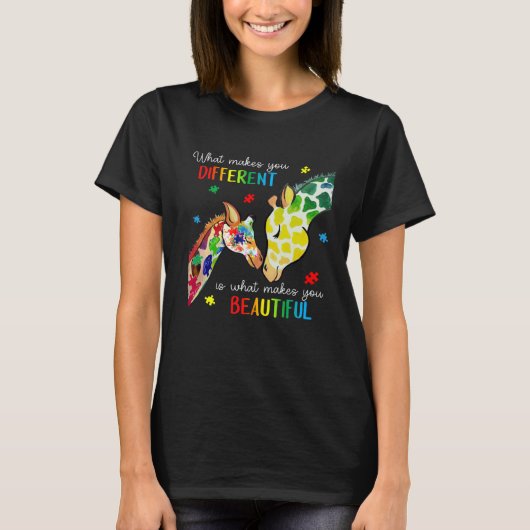 Giraffe Wat Maakt Jou Anders Autisme Bewustzijn T-shirt (Voorkant)