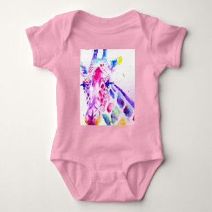 Giraffe Watercolor Baby's Paarse Cadeaus Lavendel Romper