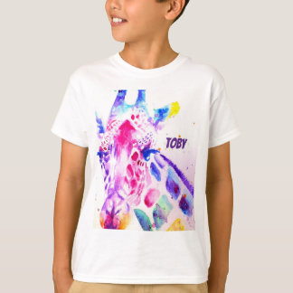 Giraffe Watercolor Jongens Paars Schattig Dier Die T-shirt
