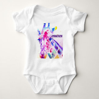 Giraffe Watercolor Kunst Paars Schattig Dier Diere Romper