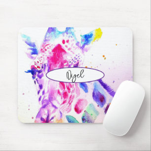 Giraffe Watercolour Schilderij Whimsisch Muismat