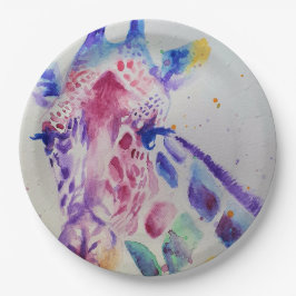 Giraffe Watercolour Verjaardagsfeestje Papieren Bo Bordje