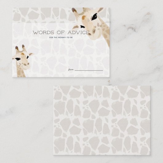 Giraffe Waterverf Baby shower Advice Kaart (Voorkant / Achterkant)