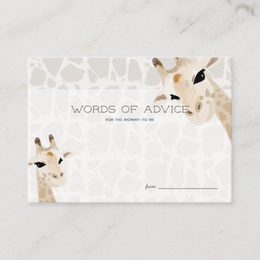 Giraffe Waterverf Baby shower Advice Kaart (Voorkant)